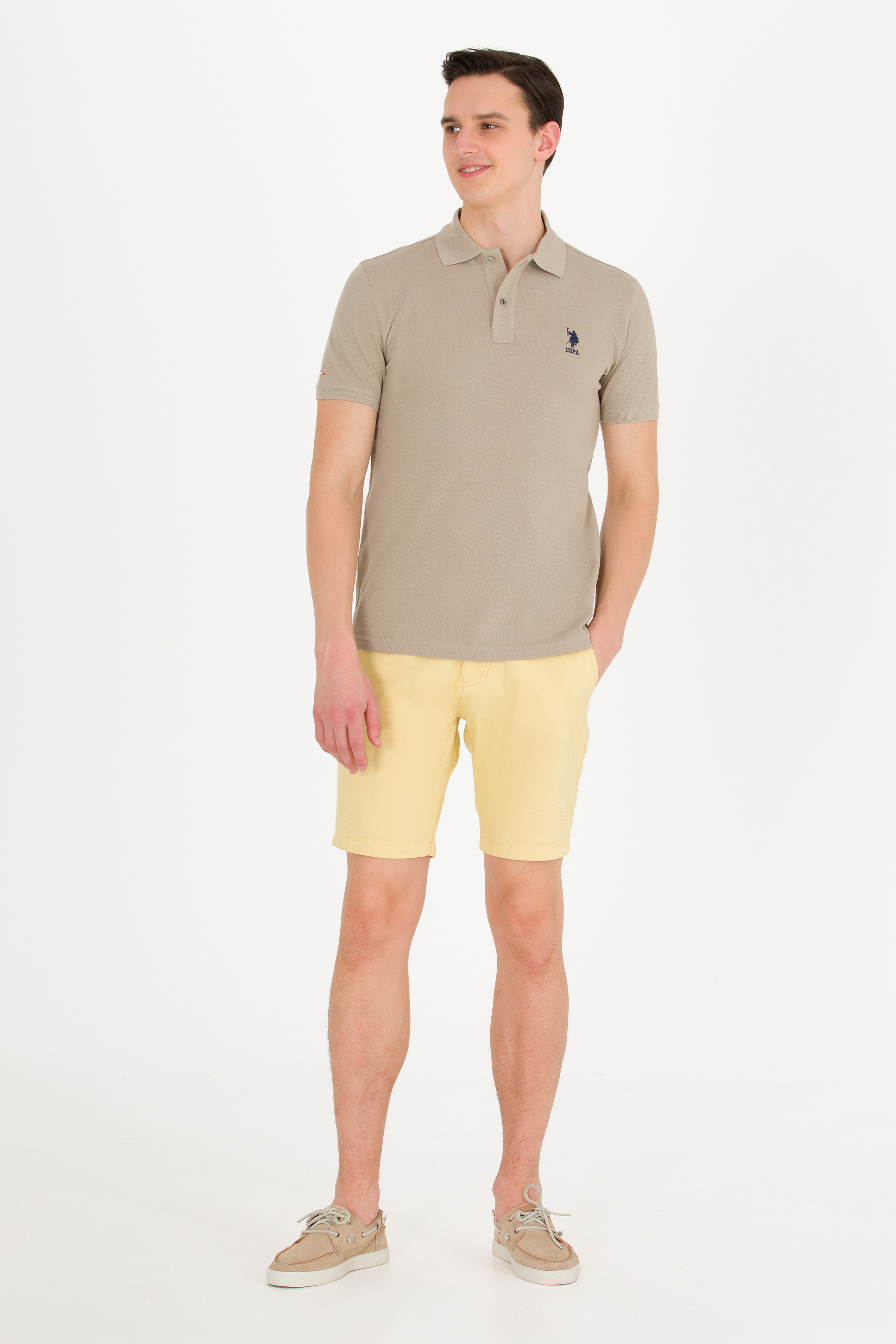 Erkek Haki Basic Polo Yaka Tişört