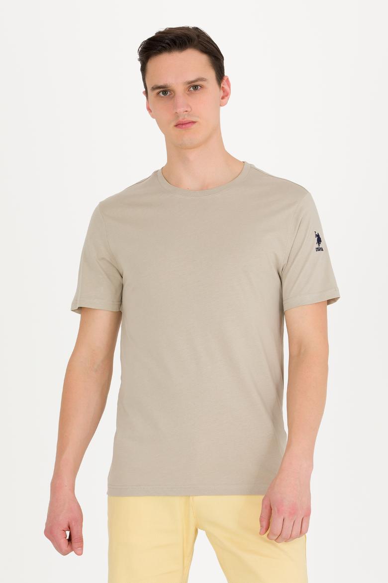 Erkek Haki Basic Bisiklet Yaka Tişört - 50264916049