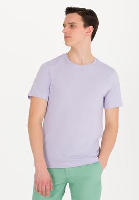 Erkek Lila Basic Bisiklet Yaka Tişört - 50264916061
