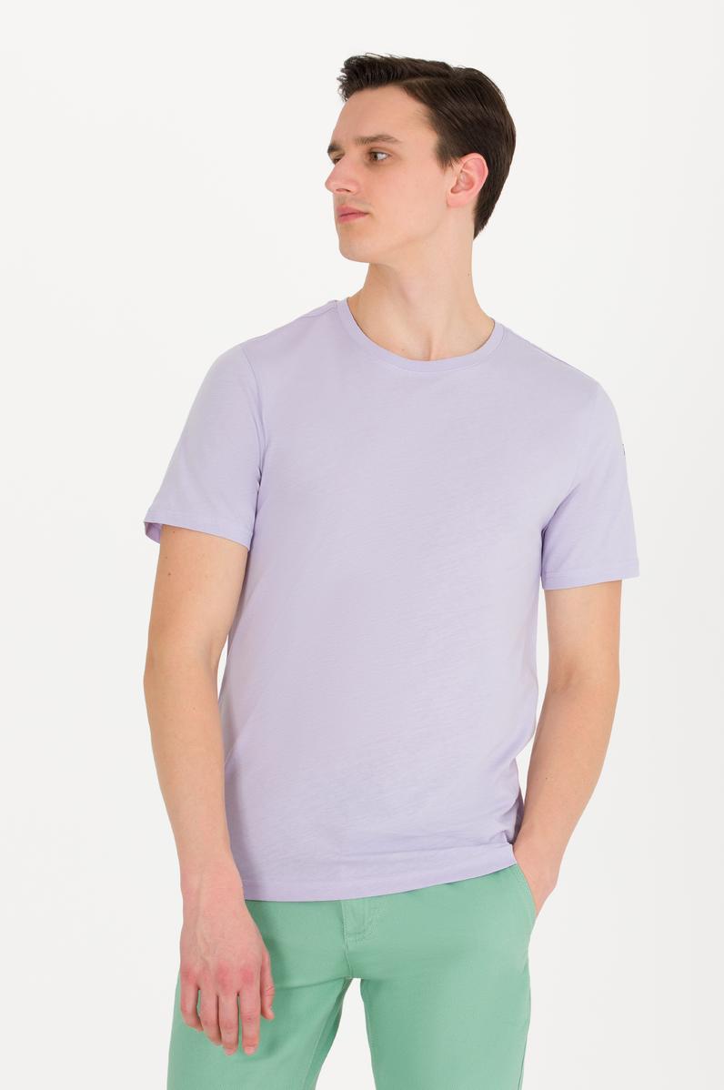 Erkek Lila Basic Bisiklet Yaka Tişört
