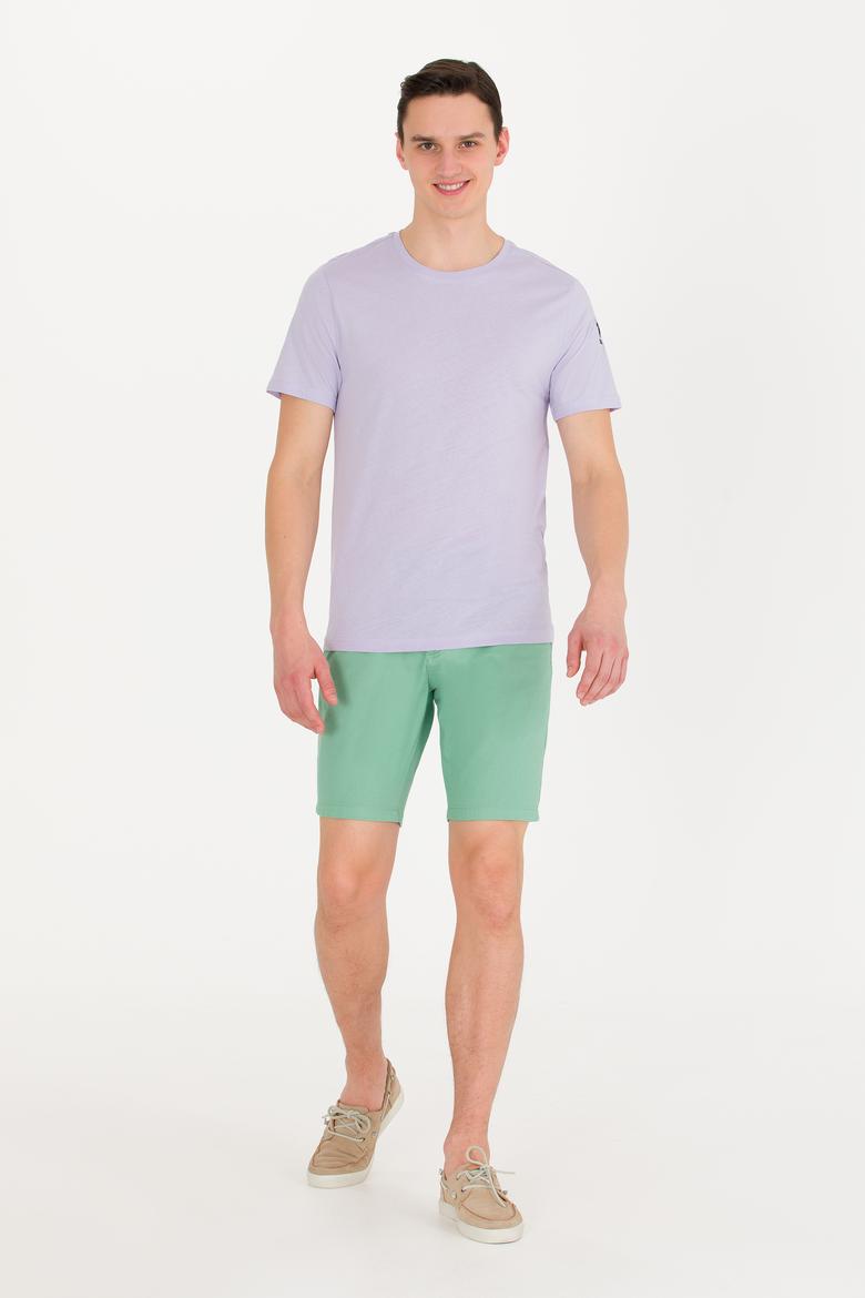 Erkek Lila Basic Bisiklet Yaka Tişört - 50264916061