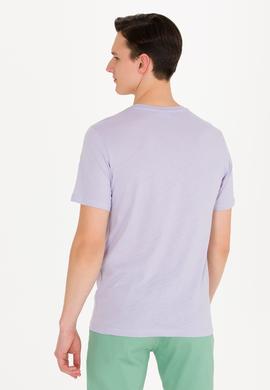 Erkek Lila Basic Bisiklet Yaka Tişört - 50264916061