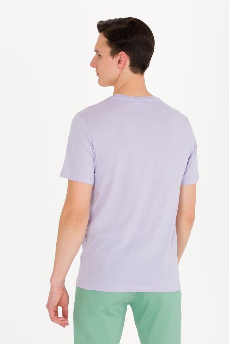 Erkek Lila Basic Bisiklet Yaka Tişört - 50264916061