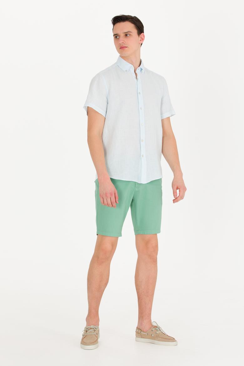 Erkek Koyu Yeşil Dokuma Şort - 50266070125