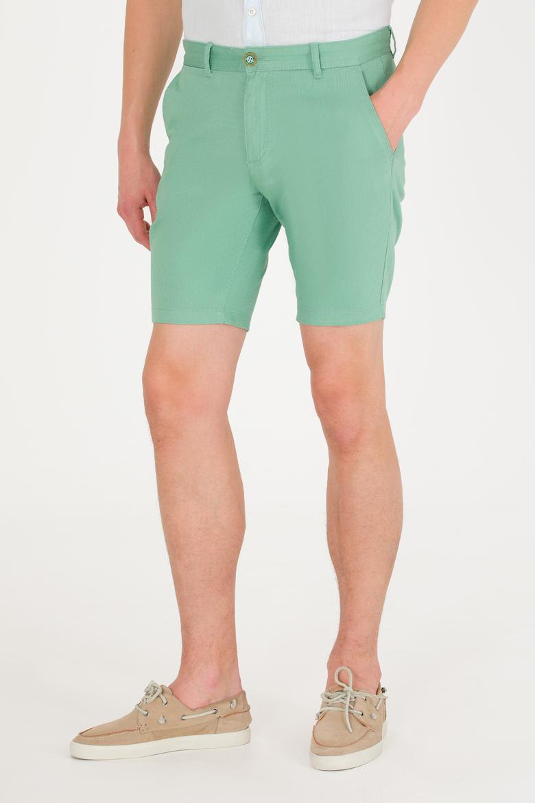 Erkek Koyu Yeşil Dokuma Şort - 50266070125