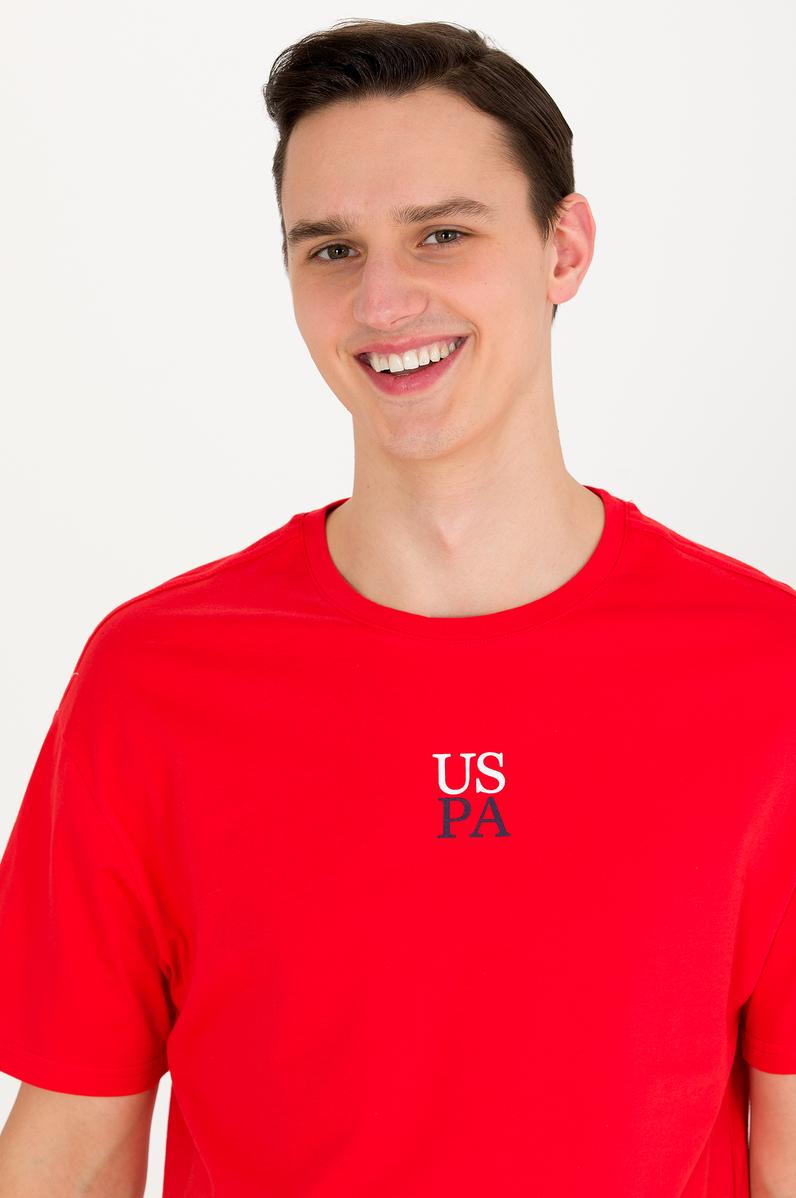 Erkek Kırmızı Comfort Bisiklet Yaka Tişört