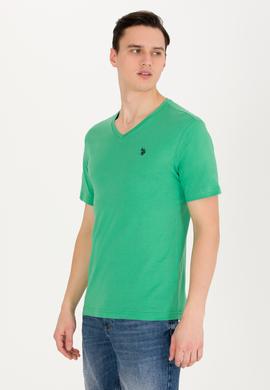 Erkek Yeşil Basic V Yaka Tişört - 50263203076