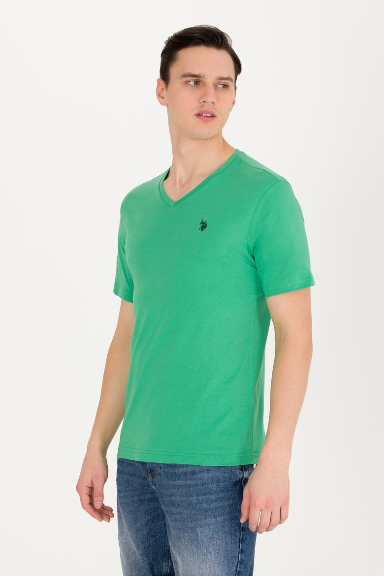 Erkek Yeşil Basic V Yaka Tişört - 50263203076