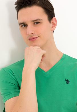 Erkek Yeşil Basic V Yaka Tişört - 50263203076