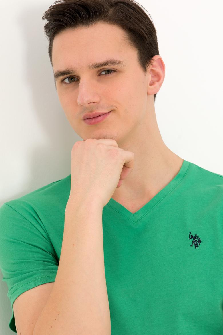 Erkek Yeşil Basic V Yaka Tişört - 50263203076