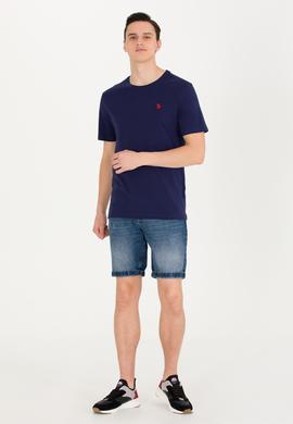 Erkek Lacivert Basic Bisiklet Yaka Tişört - 50263026037