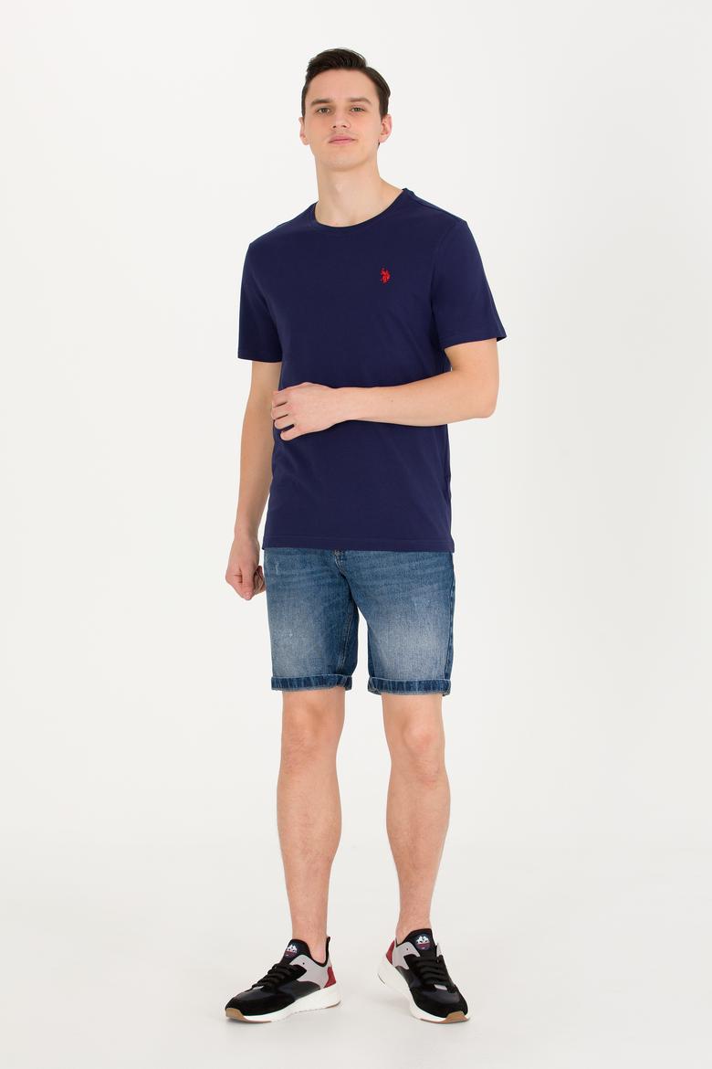 Erkek Lacivert Basic Bisiklet Yaka Tişört - 50263026037