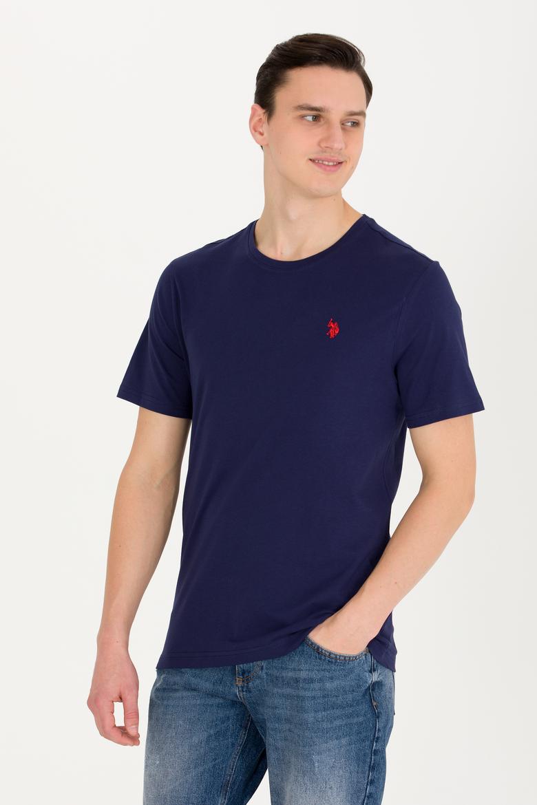 Erkek Lacivert Basic Bisiklet Yaka Tişört - 50263026037