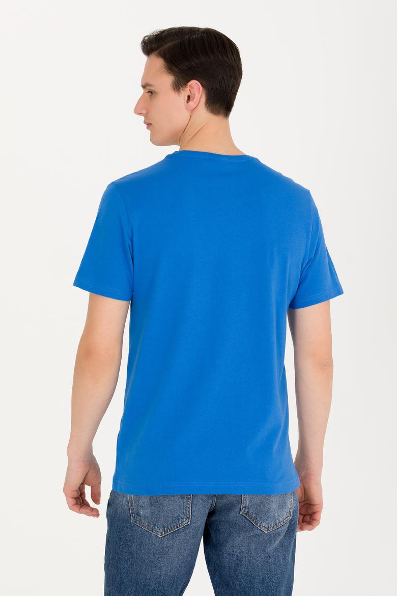 Erkek Saks Basic Bisiklet Yaka Tişört - 50263026081