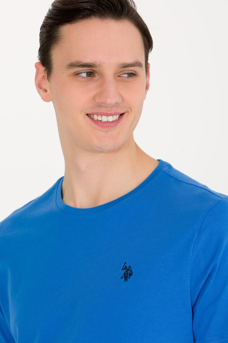 Erkek Saks Basic Bisiklet Yaka Tişört