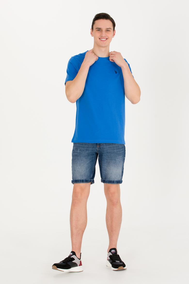 Erkek Saks Basic Bisiklet Yaka Tişört - 50263026081