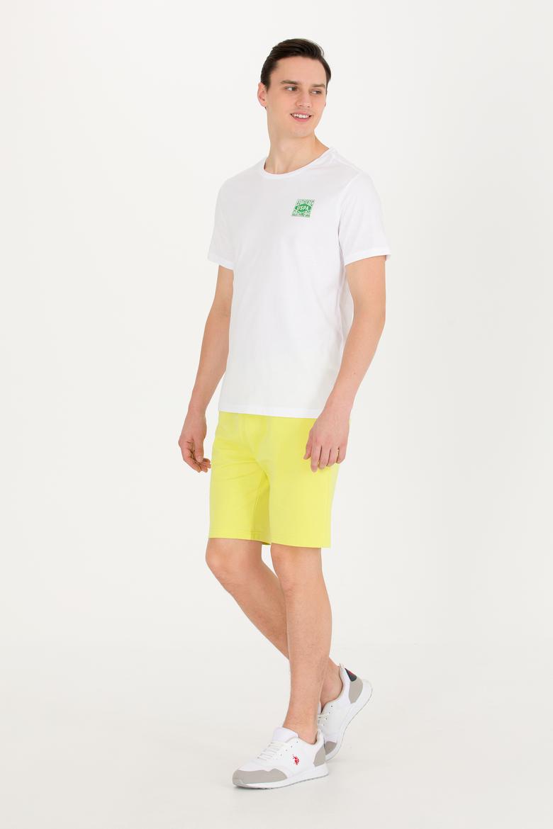 Erkek Neon Sarı Örme Şort - 50263423042