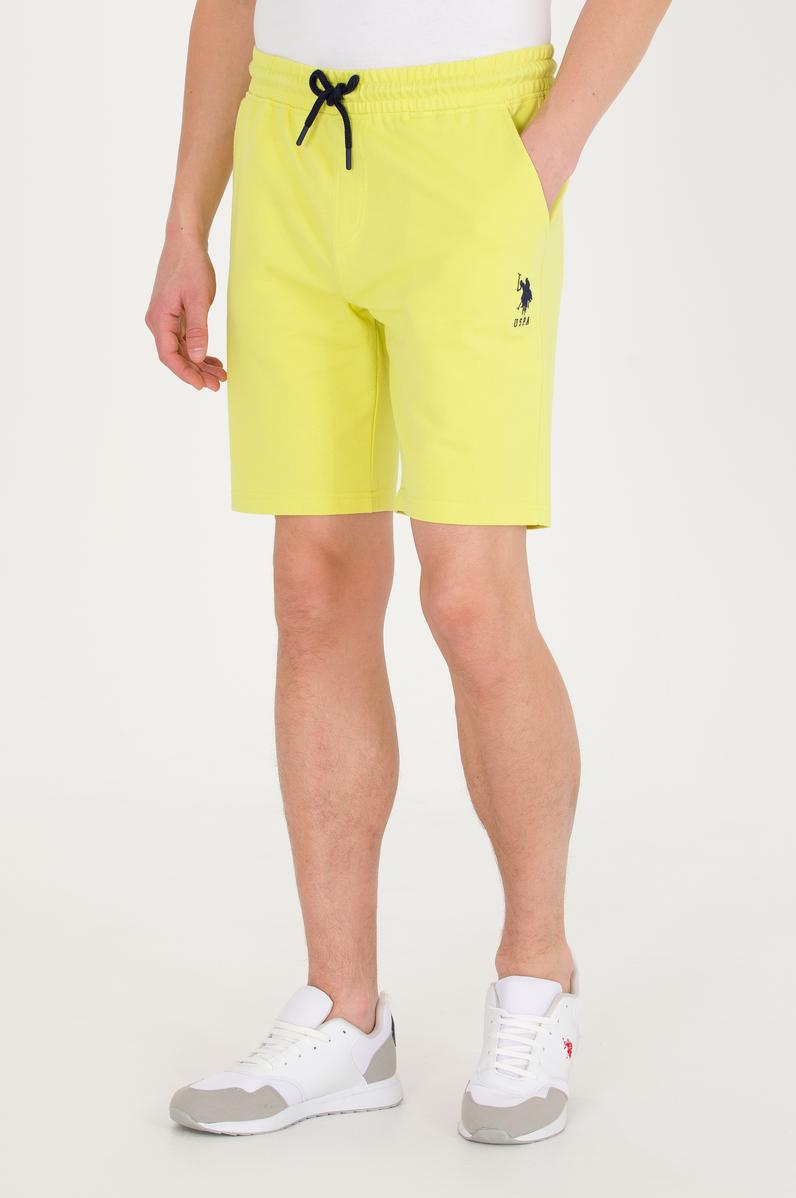 Erkek Neon Sarı Örme Şort