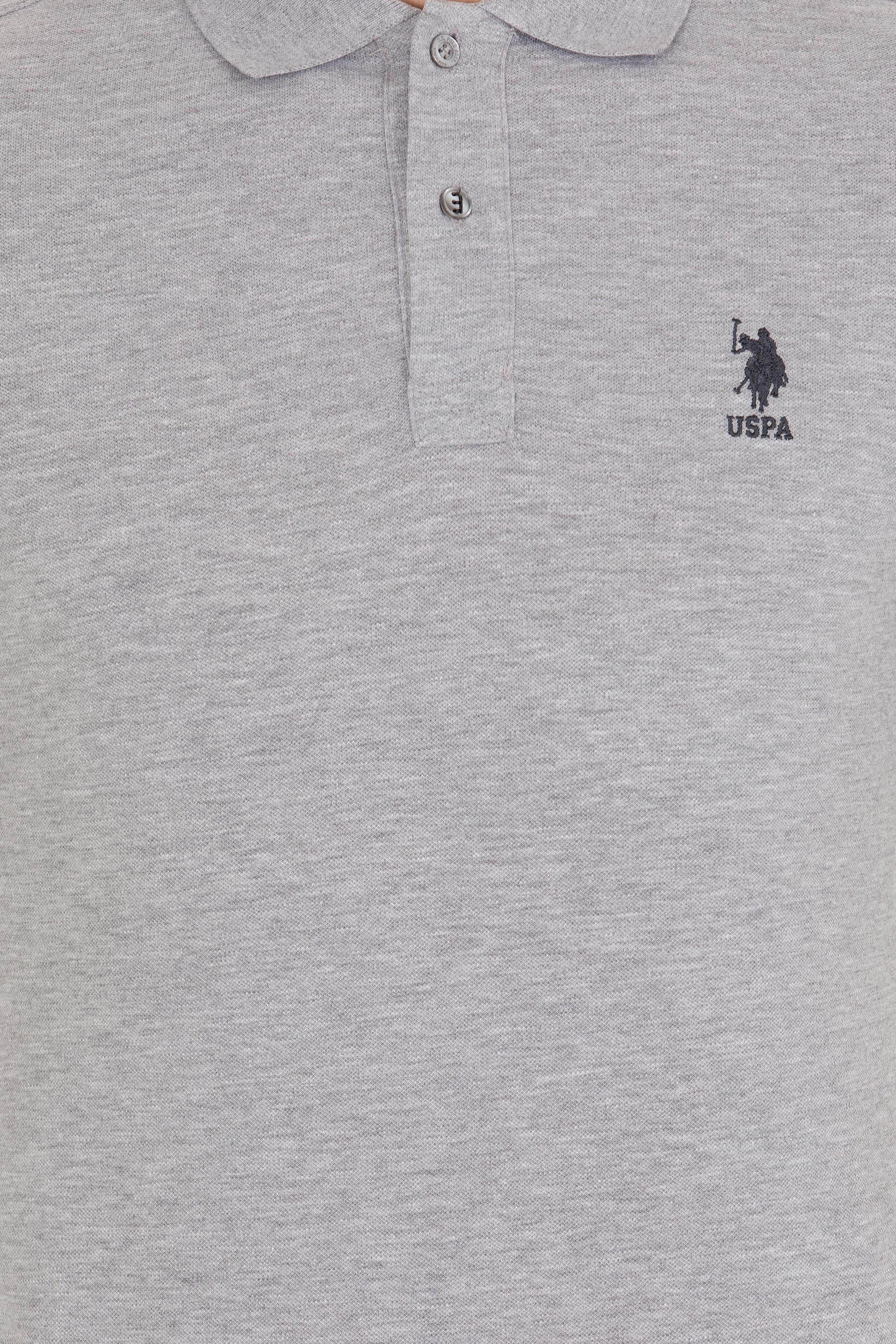 Erkek Gri Melanj Basic Polo Yaka Tişört - Image 6