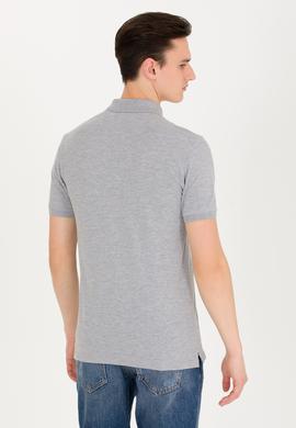 Erkek Gri Melanj Basic Polo Yaka Tişört - 50262969101