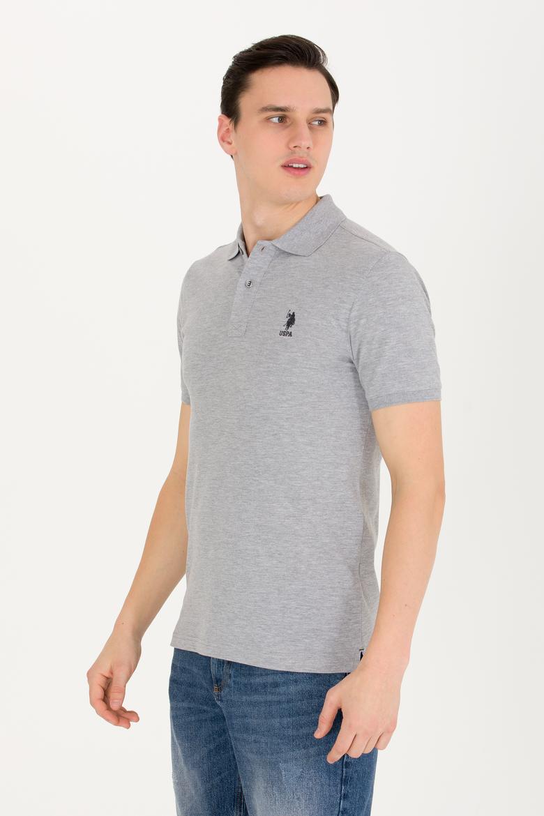 Erkek Gri Melanj Basic Polo Yaka Tişört - 50262969101