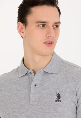 Erkek Gri Melanj Basic Polo Yaka Tişört - 50262969101