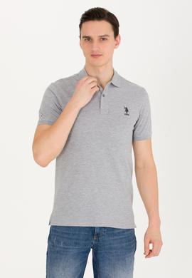 Erkek Gri Melanj Basic Polo Yaka Tişört - 50262969101