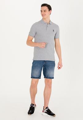 Erkek Gri Melanj Basic Polo Yaka Tişört - 50262969101