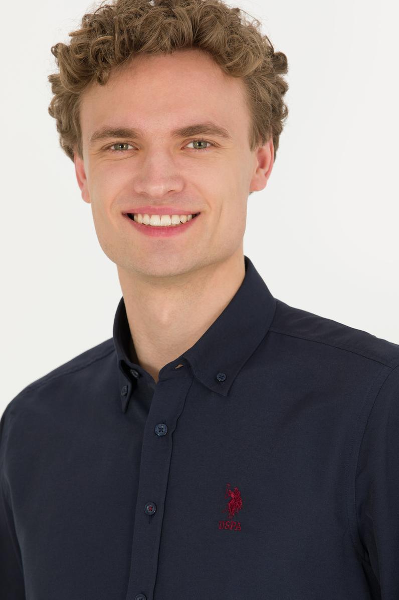 Erkek Lacivert Uzun Kollu Basic Gömlek