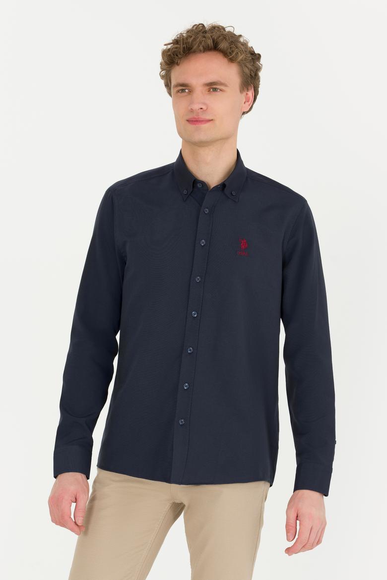 Erkek Lacivert Uzun Kollu Basic Gömlek - 50253872039