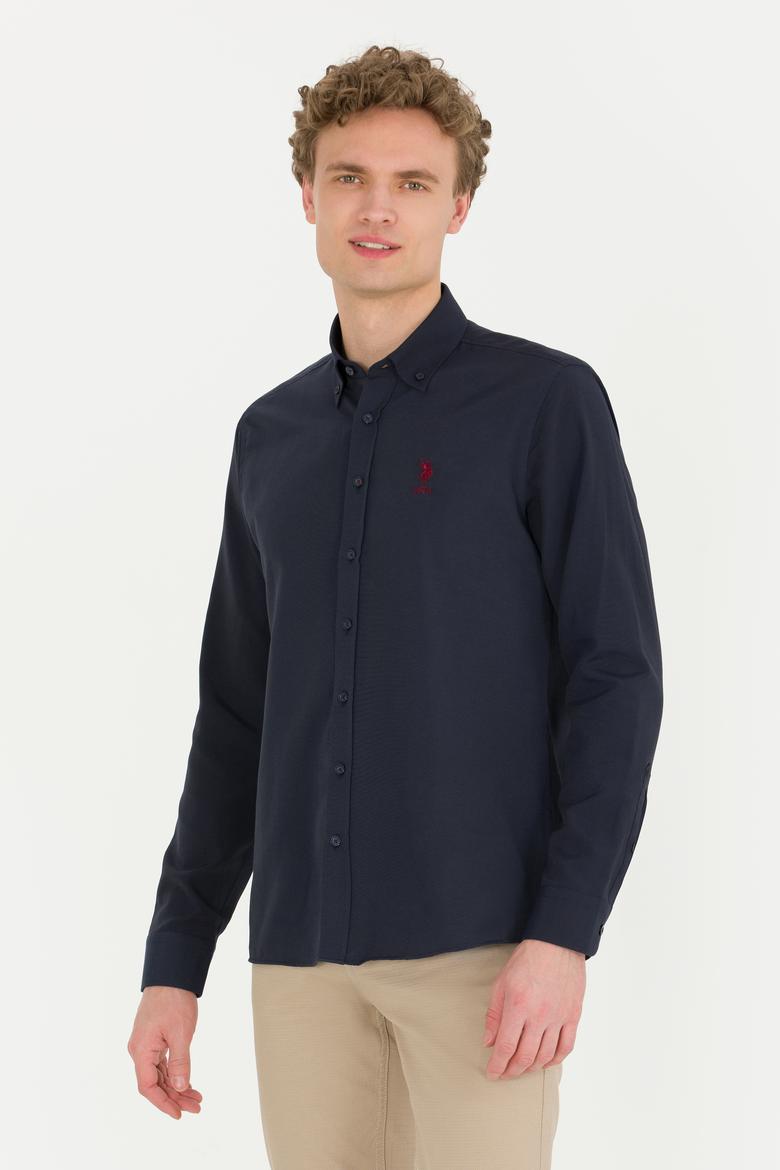 Erkek Lacivert Uzun Kollu Basic Gömlek - 50253872039