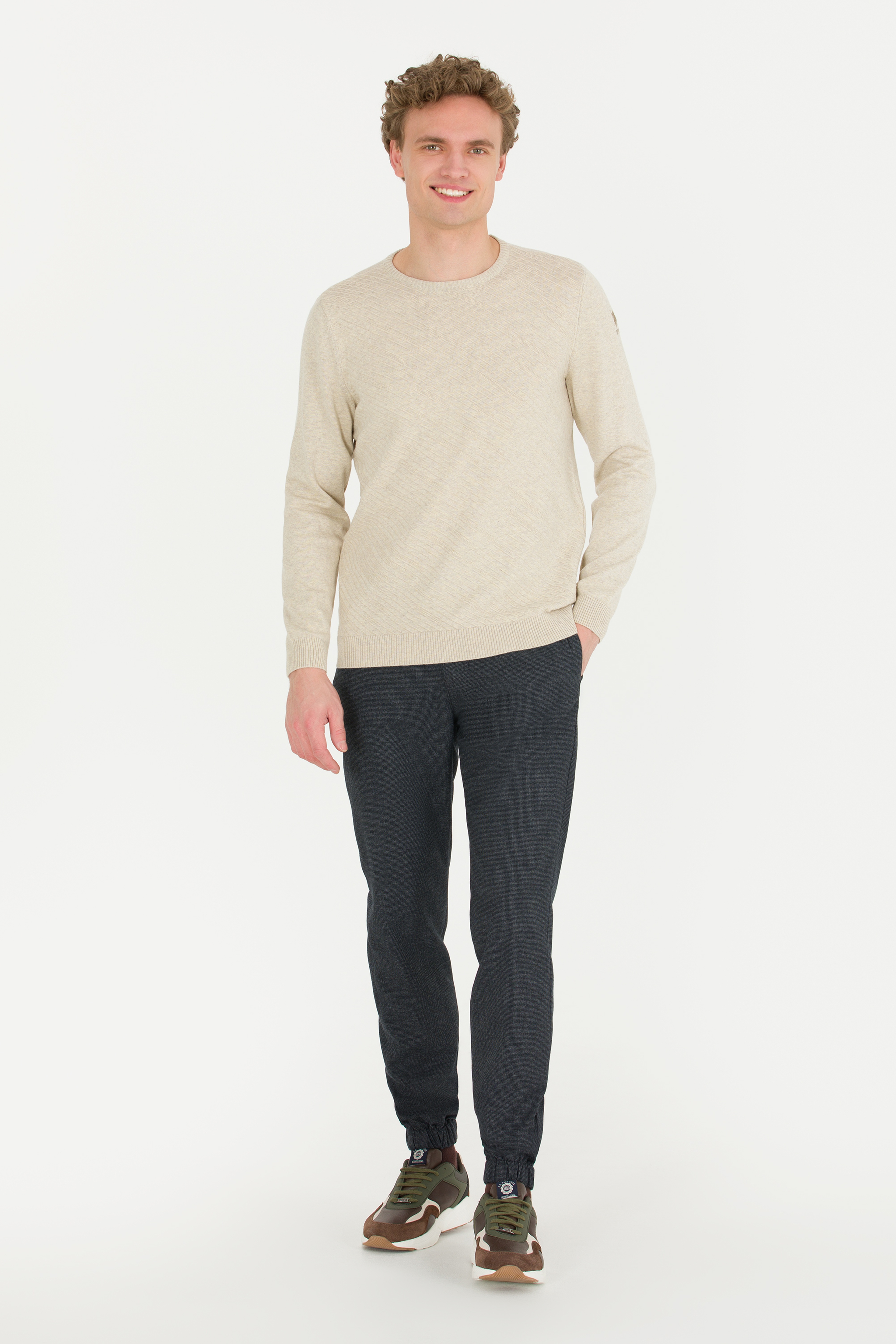 Erkek Jogger Fit Lacivert Kanvas Pantolon