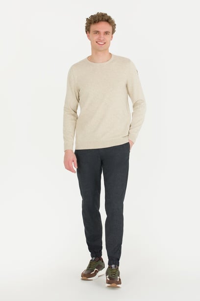 Erkek Jogger Fit Lacivert Kanvas Pantolon