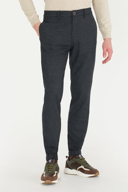 Erkek Jogger Fit Lacivert Kanvas Pantolon