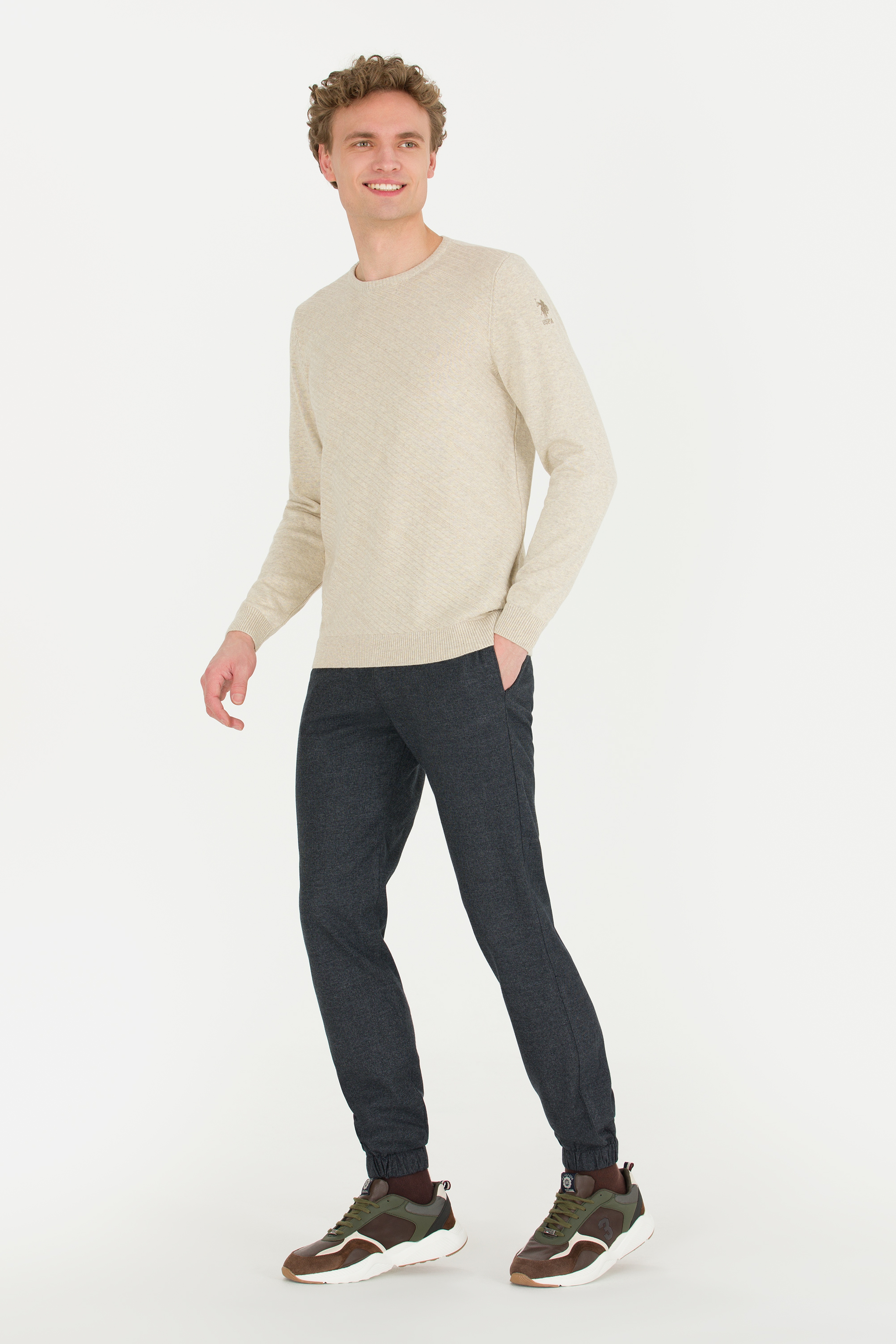 Erkek Jogger Fit Lacivert Kanvas Pantolon