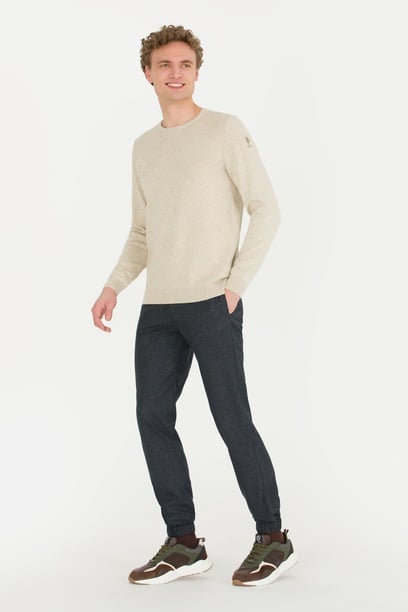 Erkek Jogger Fit Lacivert Kanvas Pantolon