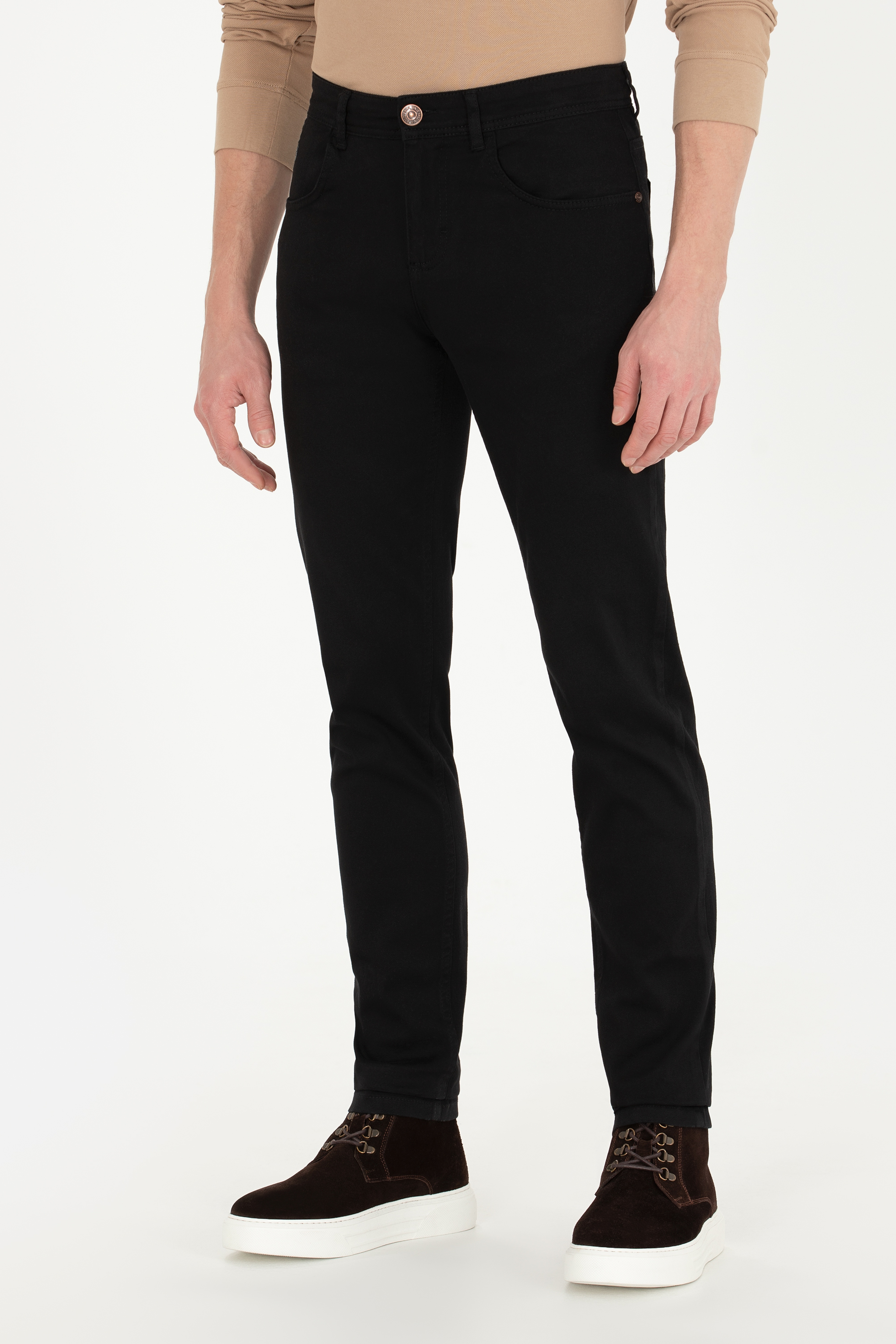 Erkek Slim Fit Siyah Kanvas Pantolon - Image 2