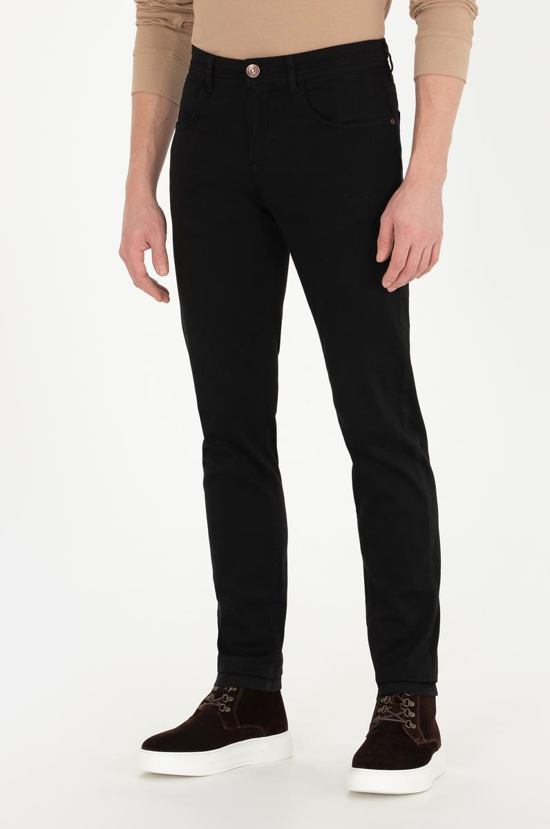 Erkek Slim Fit Siyah Kanvas Pantolon