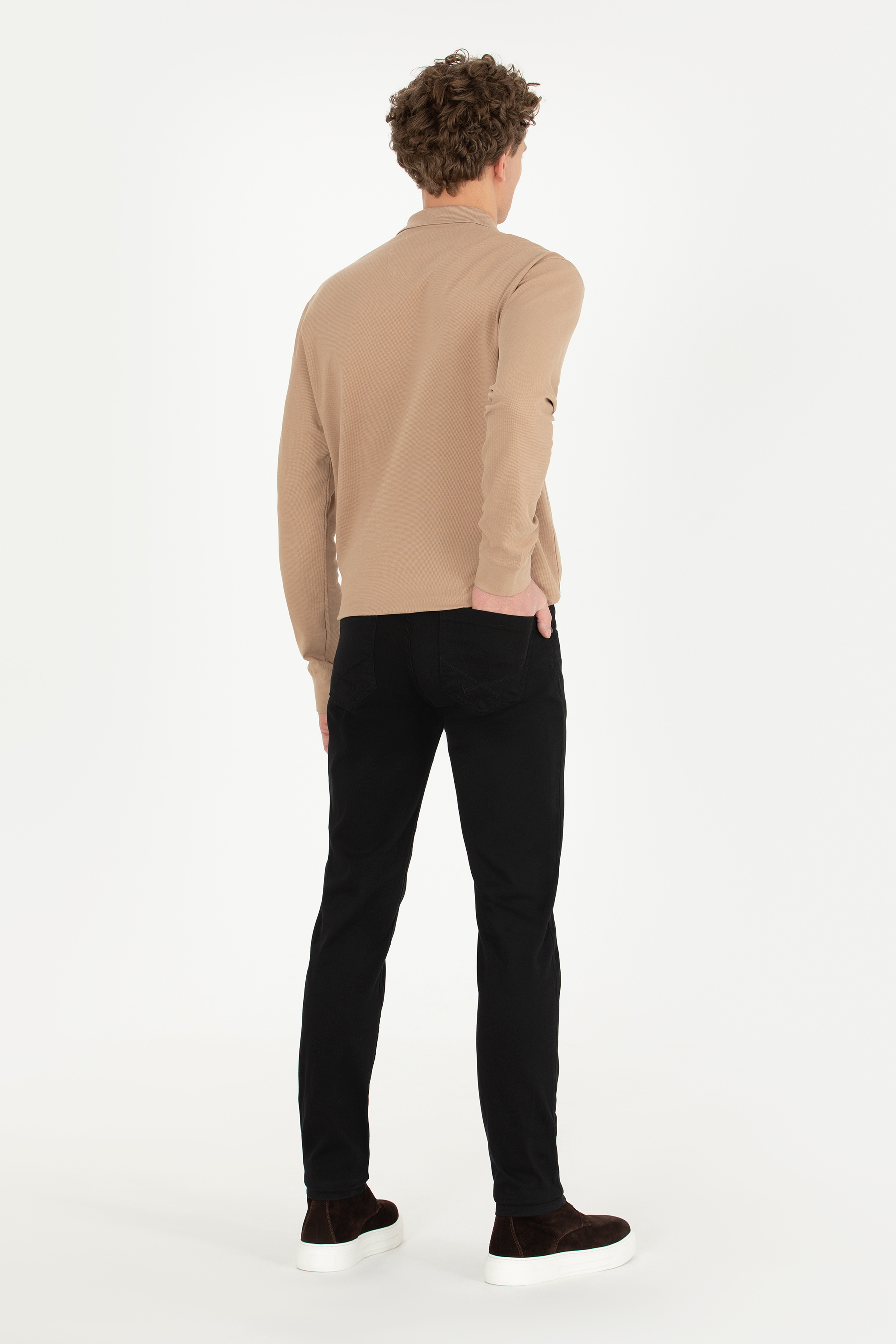 Erkek Slim Fit Siyah Kanvas Pantolon