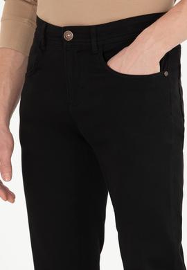 Erkek Slim Fit Siyah Kanvas Pantolon - 50256593016