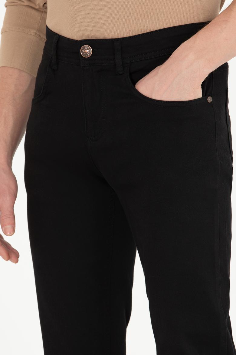 Erkek Slim Fit Siyah Kanvas Pantolon - 50256593016