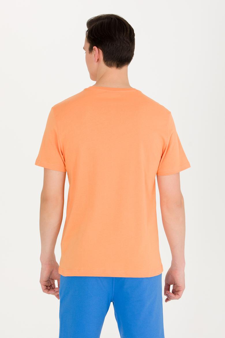 Erkek Turuncu Basic Bisiklet Yaka Tişört - 50262976195