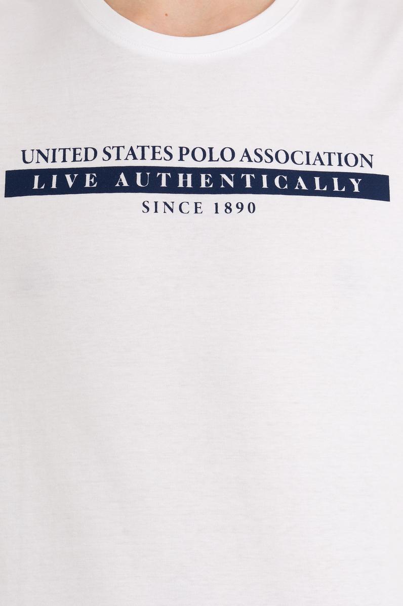 Erkek Beyaz Bisiklet Yaka Tişört