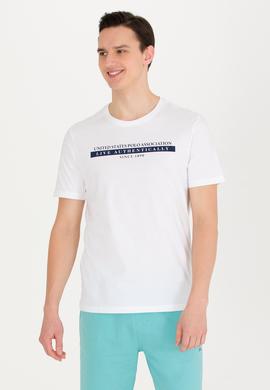 Erkek Beyaz Bisiklet Yaka Tişört - 50263284023