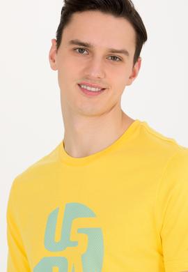 Erkek Koyu Sarı Bisiklet Yaka Tişört - 50263323033