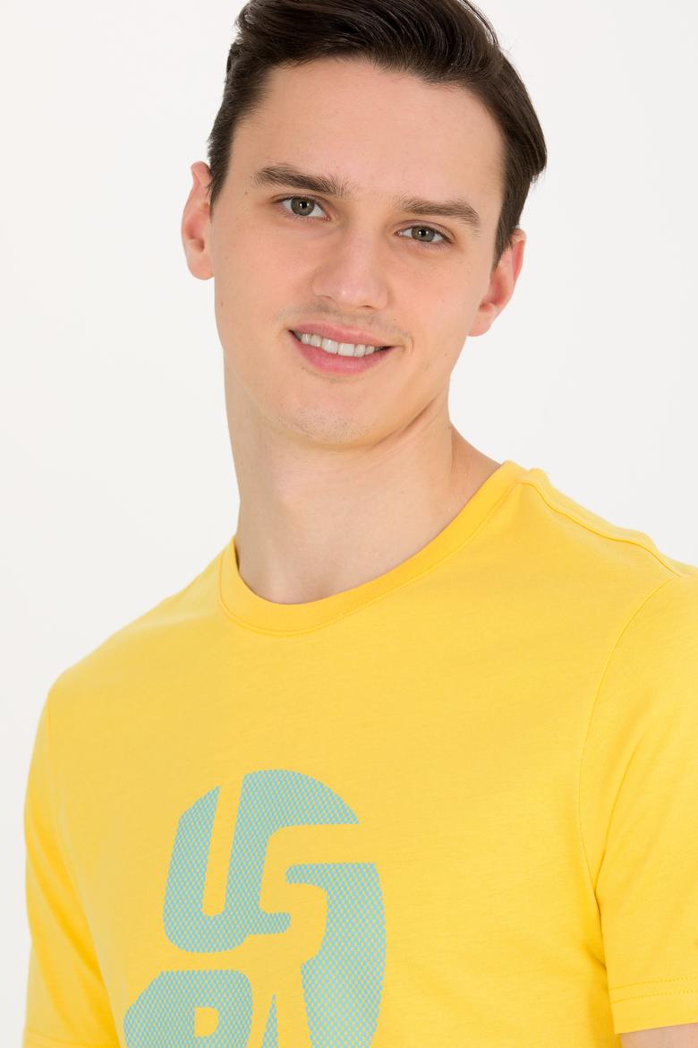 Erkek Koyu Sarı Bisiklet Yaka Tişört - 50263323033