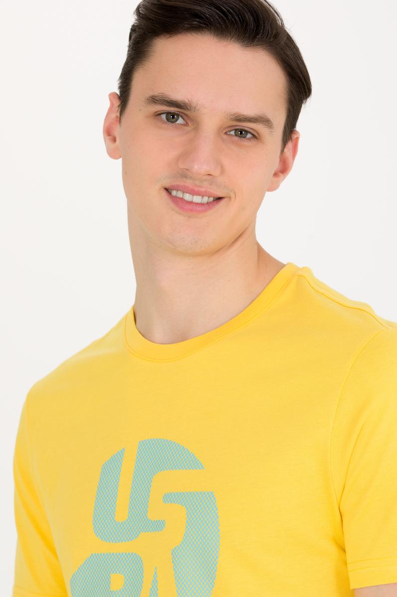 Erkek Koyu Sarı Bisiklet Yaka Tişört