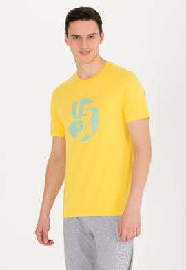 Erkek Koyu Sarı Bisiklet Yaka Tişört - 50263323033