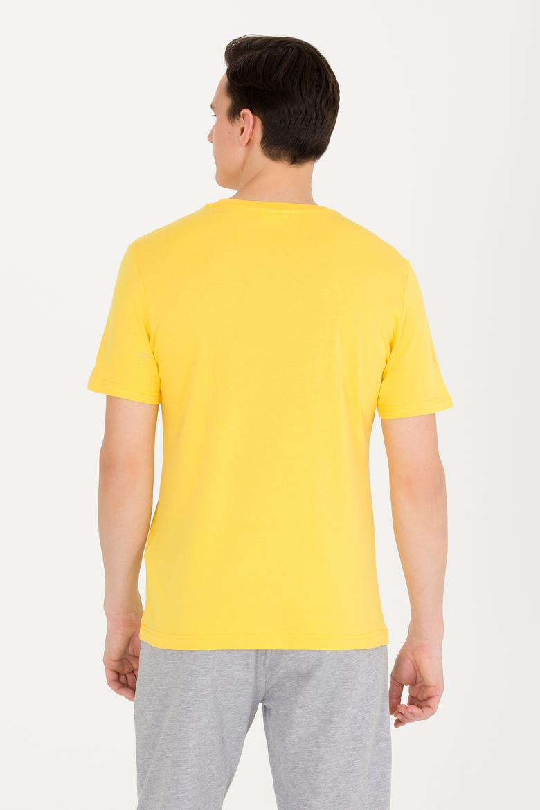 Erkek Koyu Sarı Bisiklet Yaka Tişört - 50263323033