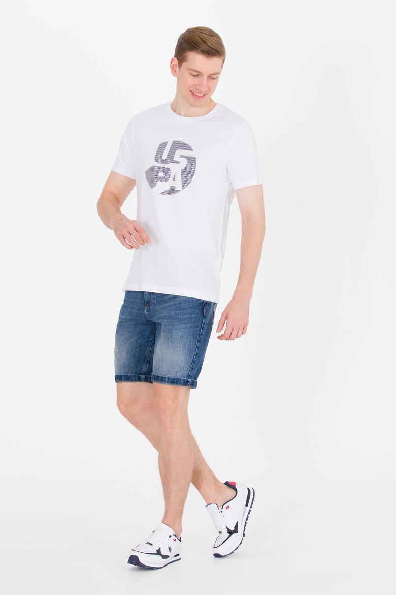 Erkek Beyaz Bisiklet Yaka Tişört - 50263323027